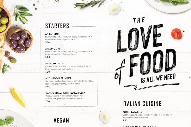 极简风格的A3大小的美食菜单设计模板-Photoshop素材