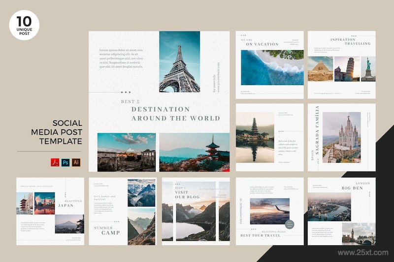 Travelling Vacation Social Media Kit PSD & AI.jpg