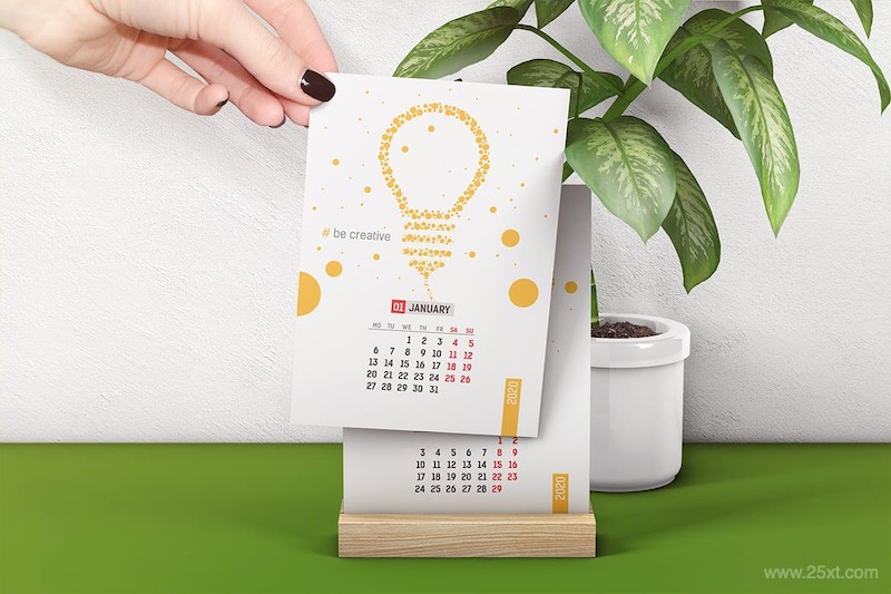 Desk Calendar With Wooden Stand Mockup-4.jpg