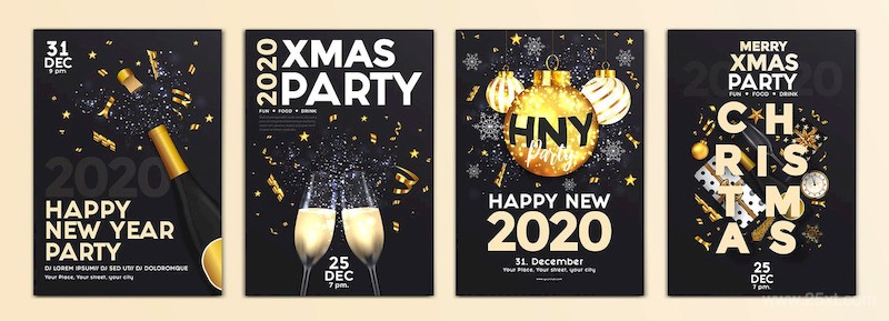 Set of 16 Christmas and Happy New Year Party Flyer-4.jpg