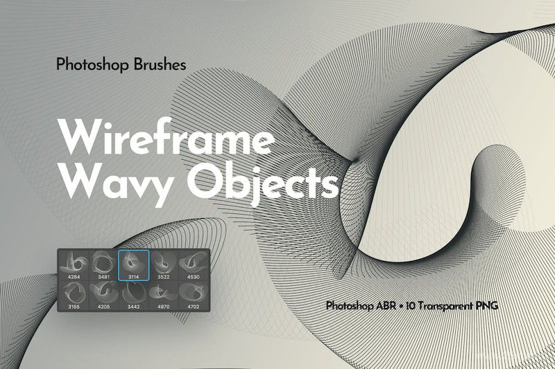 Wireframe Wavy Objects Photoshop Brushes-1.jpg