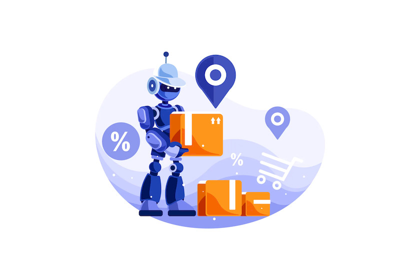 Robot Delivery Service Vector Illustration.jpg