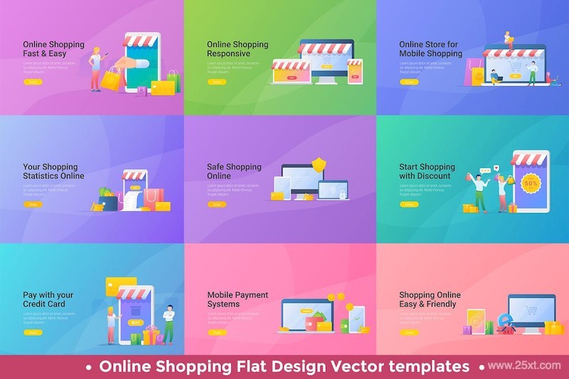 Mobile Shopping Online Vector Design Templates-1.jpg