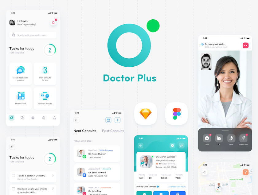 Doctor Plus - For Patient iOS UI Kit 1.jpg