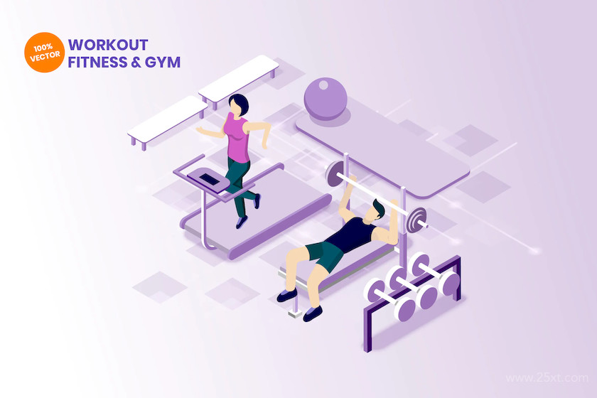 Isometric Workout On Gym & Fitness Vector.jpg
