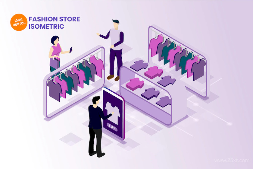 Isometric Fashion Store Vector Illustration.jpg