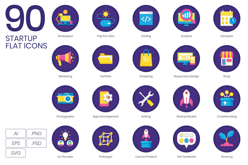 90 Startup Flat Icons - Orchid Series 3.jpg