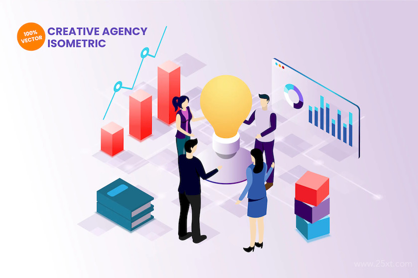 Isometric Creative Agency Vector Illustration.jpg