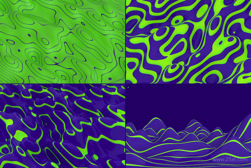 Abstract 3D Wavy Lines Background -Green and Blue 4.jpg