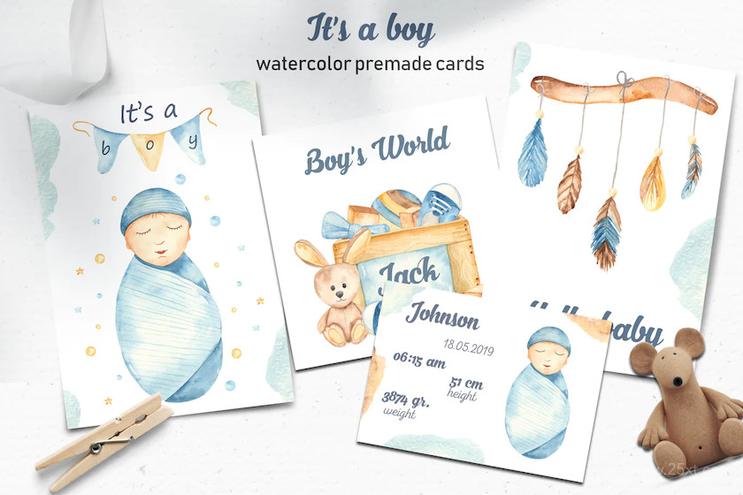 It’s a boy watercolor clipart, cards, patterns 1.jpg