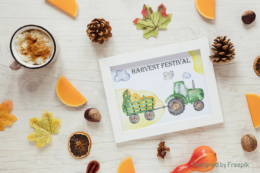 Watercolor harvest tractor Clipart, cards, pattern 1.jpg