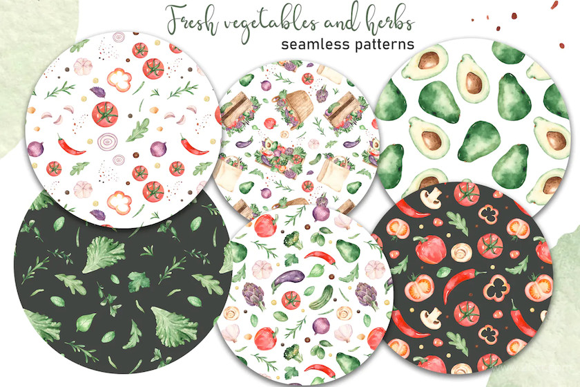 Watercolor vegetables and herbs Collection clipart5.jpg