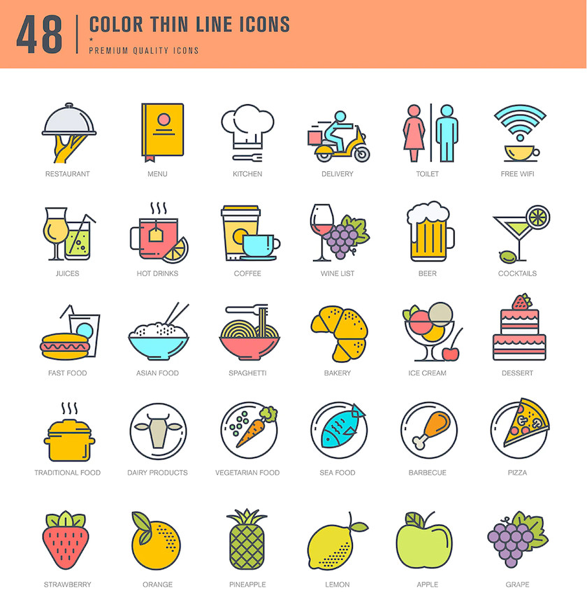 483472 Set of Thin Line Icons for Restaurant, Food, Drink4.jpg