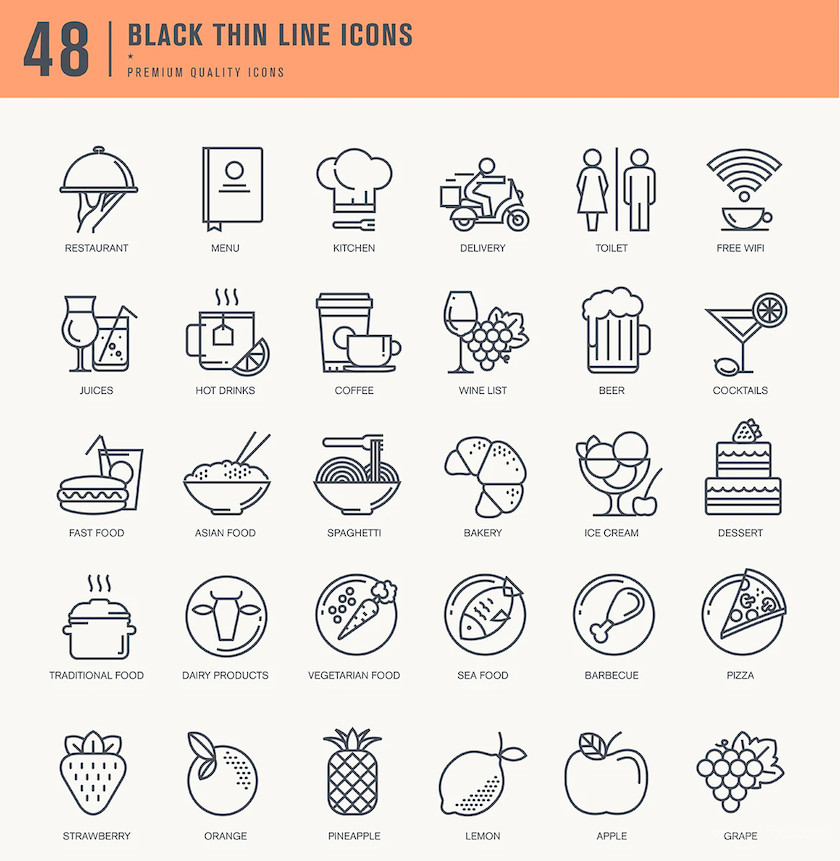 483472 Set of Thin Line Icons for Restaurant, Food, Drink1.jpg