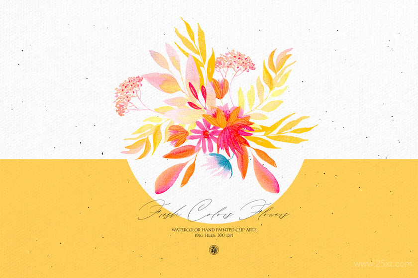 25xt-483692 Fresh Colors Flowers - watercolor set5.jpg