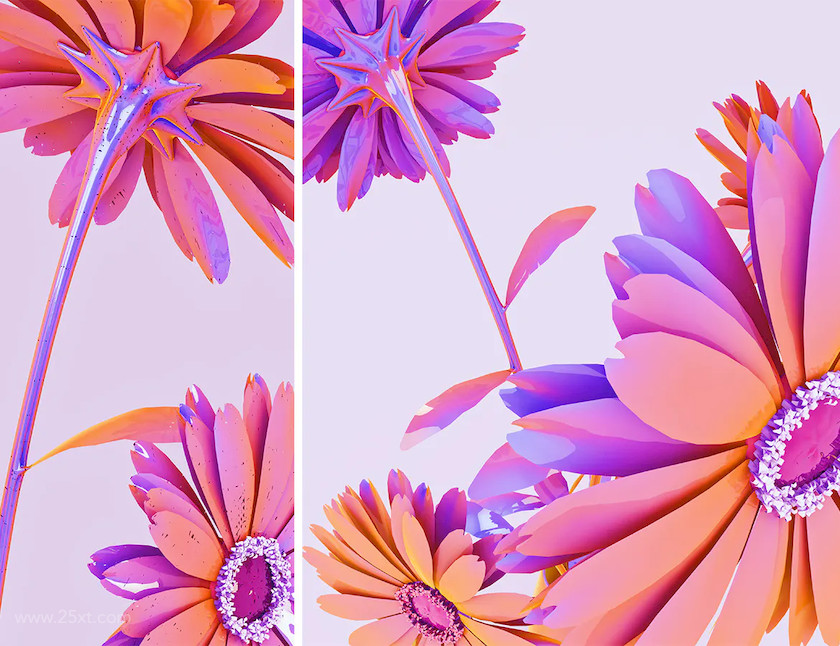 25xt-483718 Holographic Flowers Abstract Backgrounds2.jpg