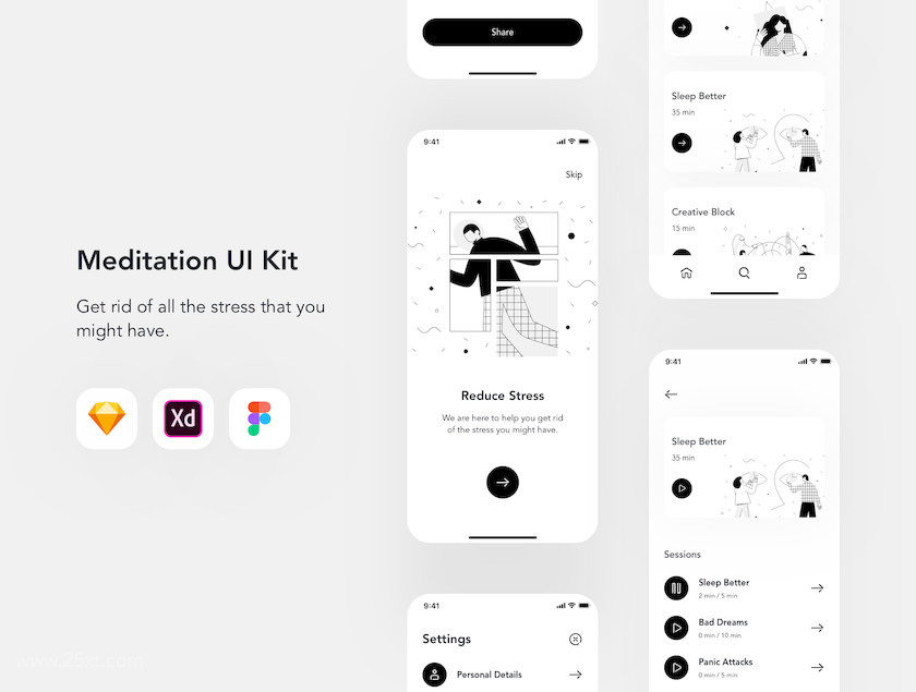 25xt-483747 Relax.io 1.0 - Meditation App UI Kit1.jpg