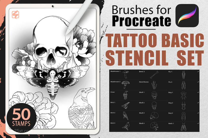 25xt-483842 Procreate - Tattoo Basic Stencil Set1.jpeg