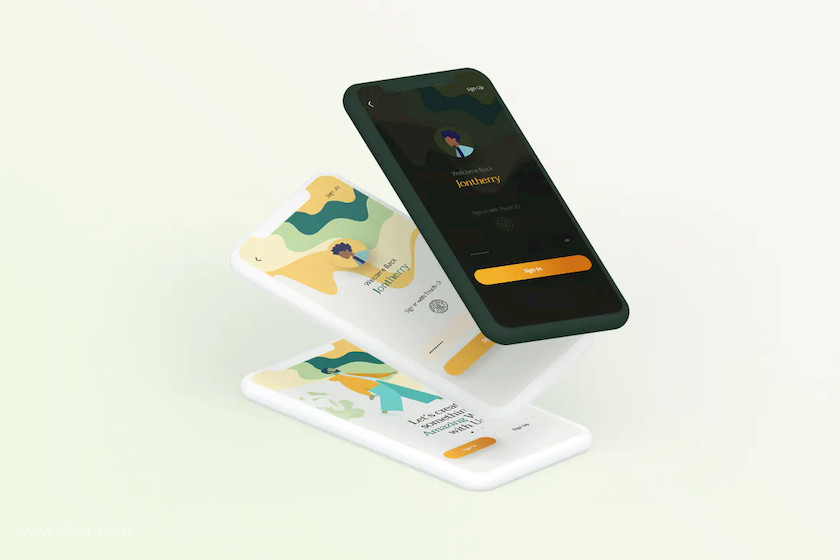 25xt-483929 Rezo - Sign In & Sign Up Mobile App UI Template2.jpg