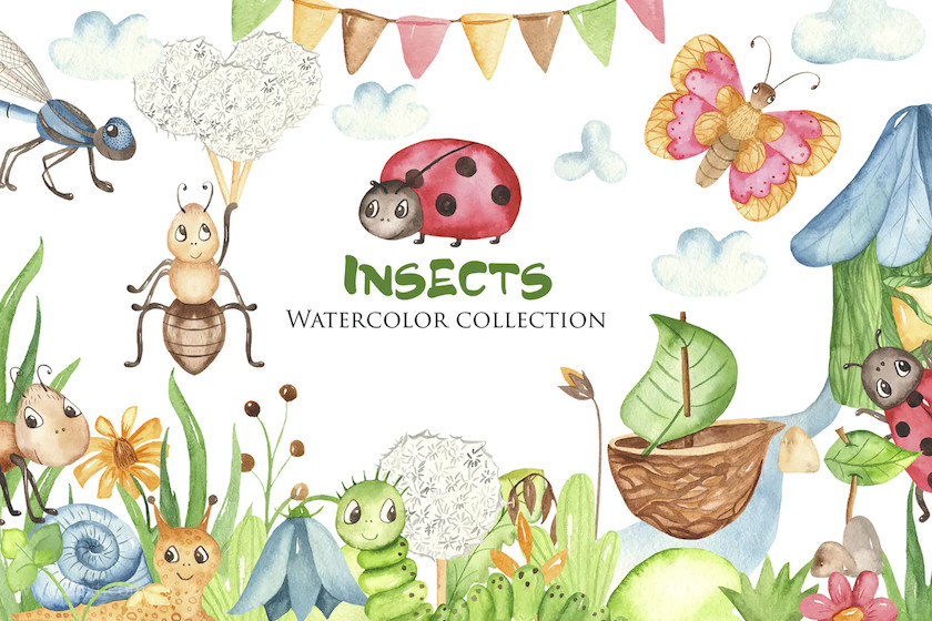 25xt-483973 Watercolor Insects Clipart3.jpg