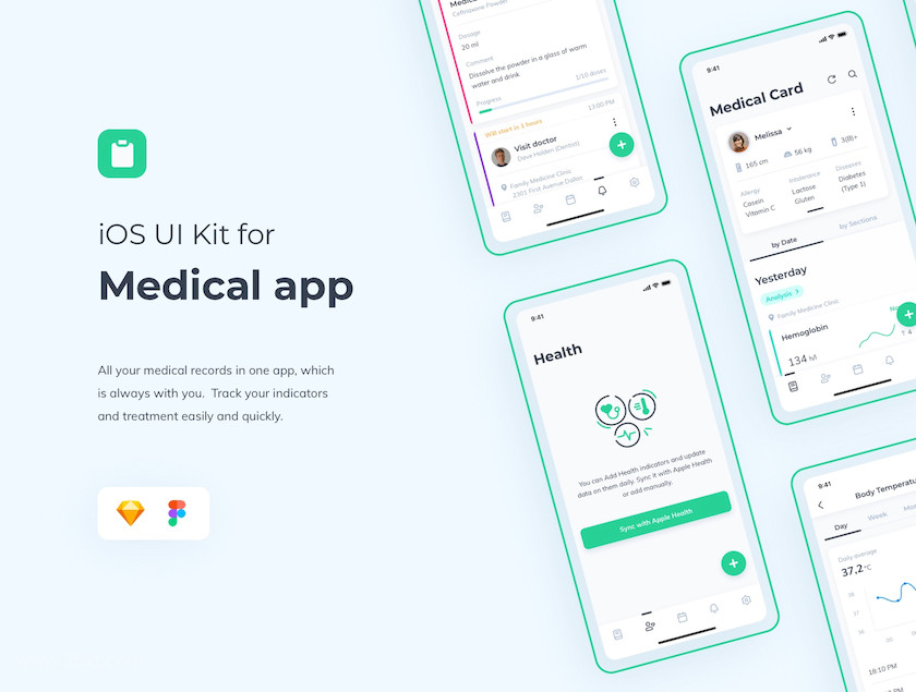 25xt-483988 Medical App UI kit for iOS4.jpg