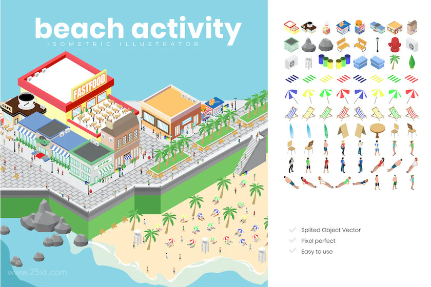 25xt-484016 Beach Activity Isometric Illustration.jpg
