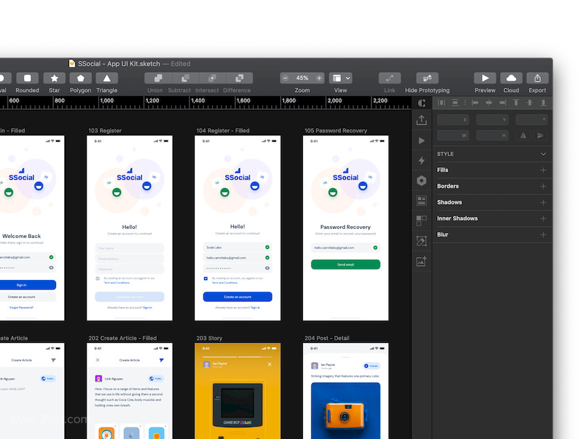 25xt-484075 SSocial - App UI Kit3.jpg