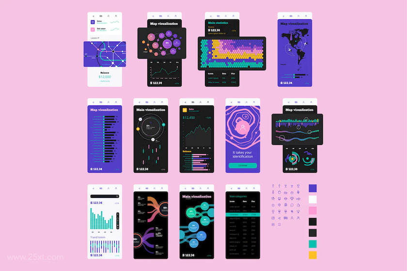 25xt-484143 Vector Phone UI Kit for infographics Charts.jpg
