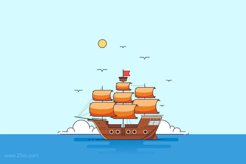 25xt-484144 Flat Vector Pirate Ship Cartoon.jpg