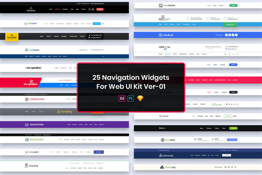 25xt-484213 25 Navigations Widgets for Web UI Kit Ver-01.jpg