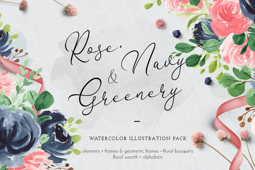 25xt-484215 Rose, Navy & Greenery Illustration Pack4.jpg