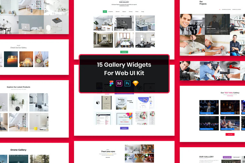 25xt-484270 15 Gallery Widgets for Web UI Kit.jpg