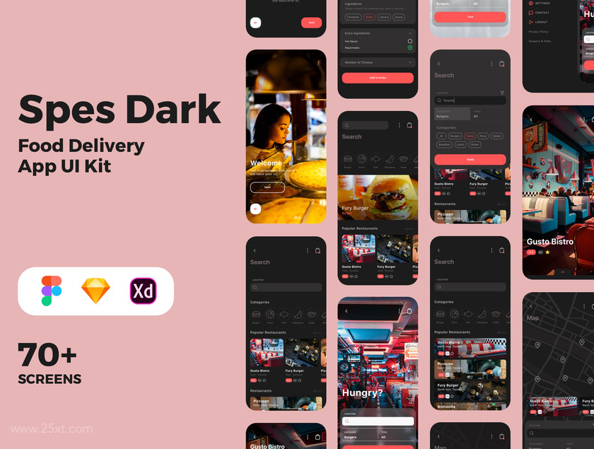 25xt-484313 Spes Dark Food Delivery App UI Kit5.jpg