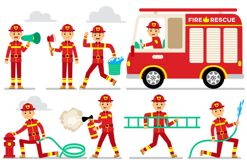 25xt-484323 Firefighter Profession Characters Set.jpg
