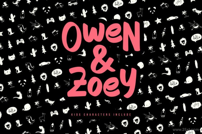 25xt-484341 Owen Zoey Kids Characters Font Duo	1.jpg