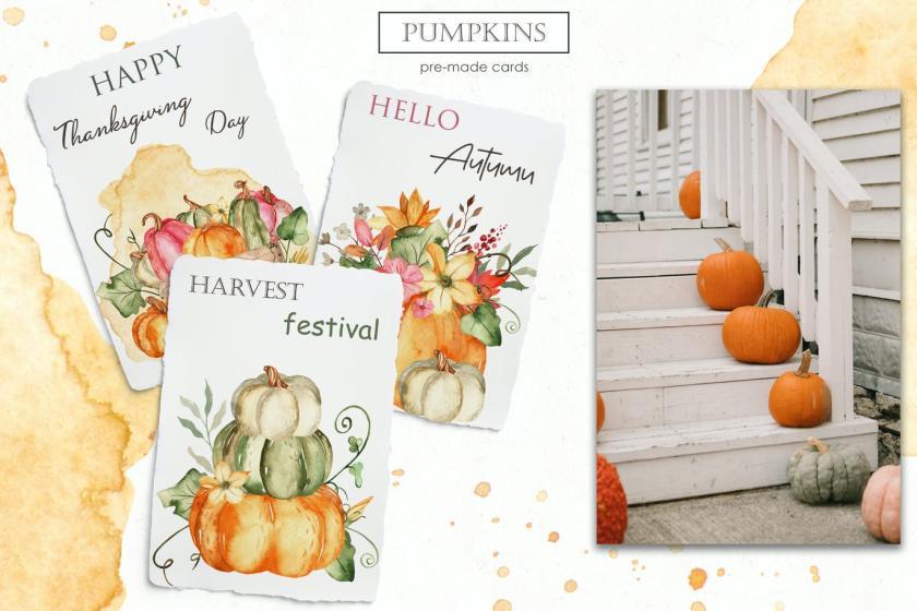 25xt-484457 Watercolor Pumpkins. Cards, frames, patterns	6.jpg