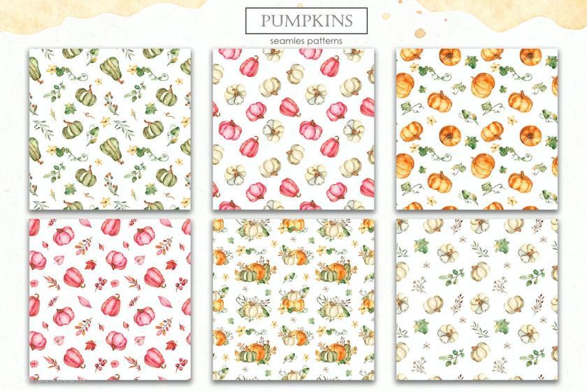 25xt-484457 Watercolor Pumpkins. Cards, frames, patterns	8.jpg