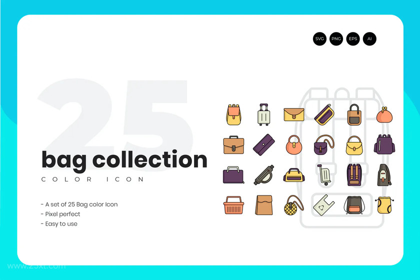 25xt-484461 25 Bags Collection Flat Icon Set.jpg