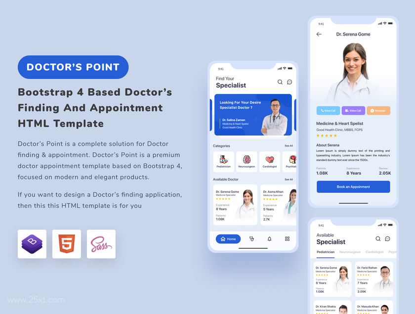 25xt-484683 Bootstrap 4 Based Medical App HTML Template2.jpg