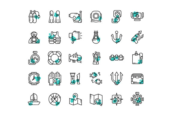 30 Iconset Diving with 6 styles variant3.jpg
