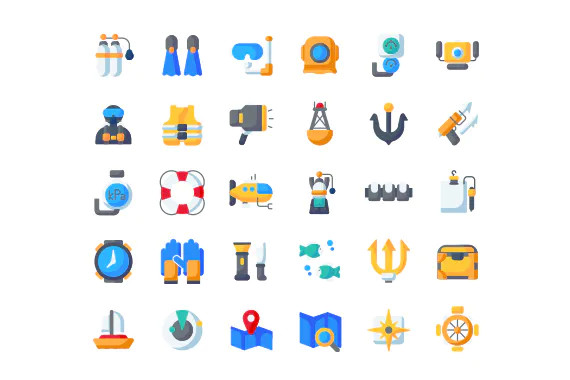 30 Iconset Diving with 6 styles variant4.jpg