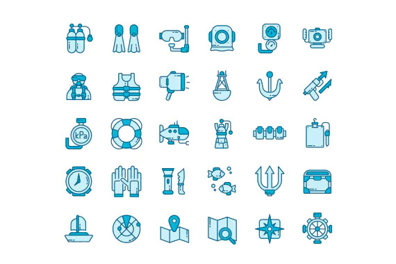 30 Iconset Diving with 6 styles variant2.jpg