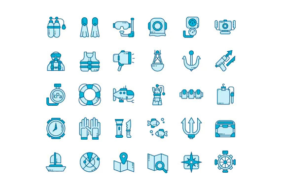 30 Iconset Diving with 6 styles variant2.jpg