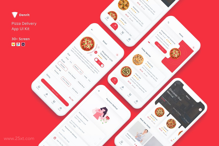 25xt-484739 Denrit - Pizza Delivery App UI Kit1.jpg