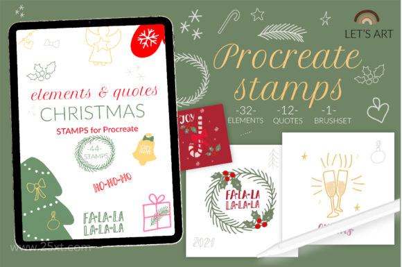 25xt-484927 Christmas Procreate Stamps, Xmas Brushes1.jpg