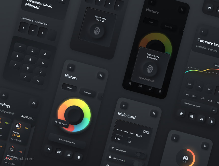 25xt-485040 Skeuomorph Wallet Banking App UI Kit 8.jpg