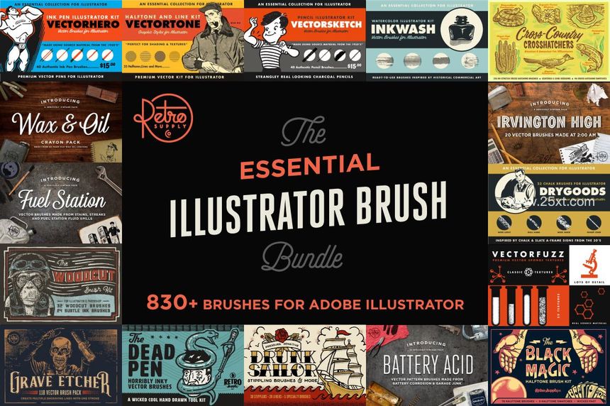 25xt-485600-Essential Illustrator Brush Bundle1.jpg