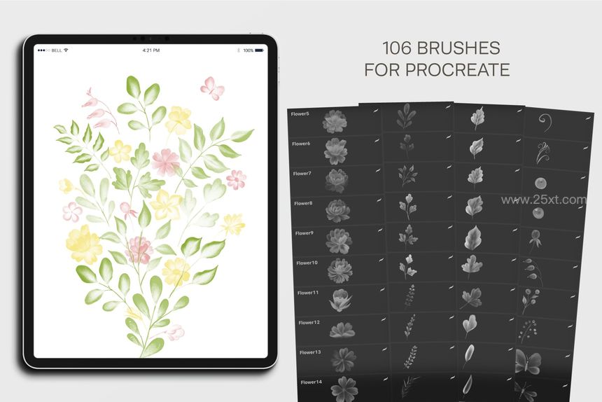 25xt-485605-Watercolor Flowers & Leaves Brushes7.jpg