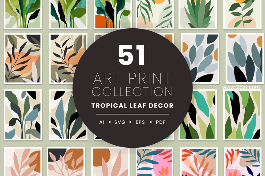 25xt-486591-Leaf Tropical Abstract Art Poster Collection Print1.jpg