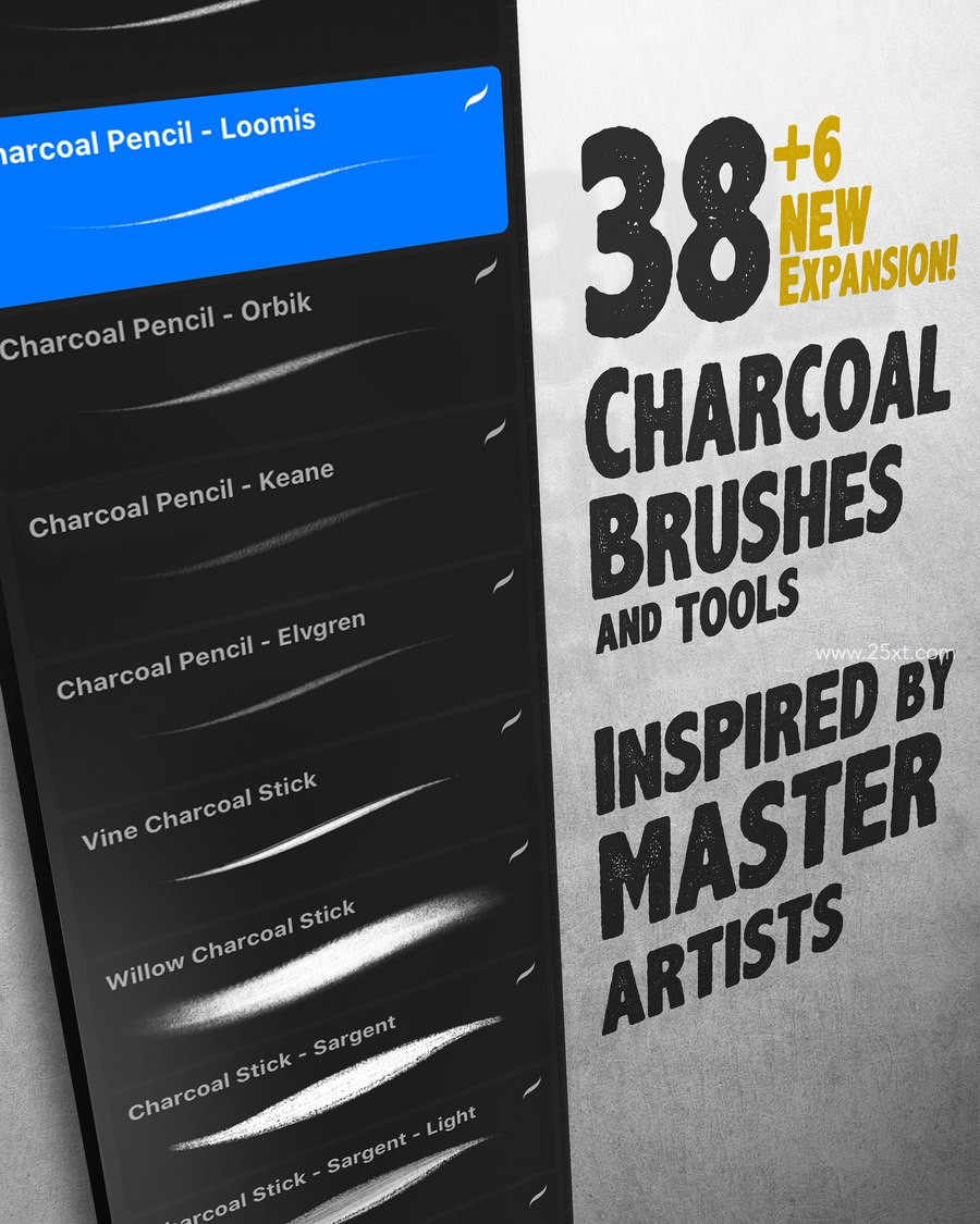 25xt-171171-The Charcoal Master Pack Procreate Brush Set2.jpg